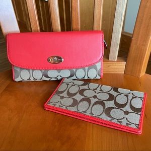 NWOT Coach Signature Wallet Orange/Tan